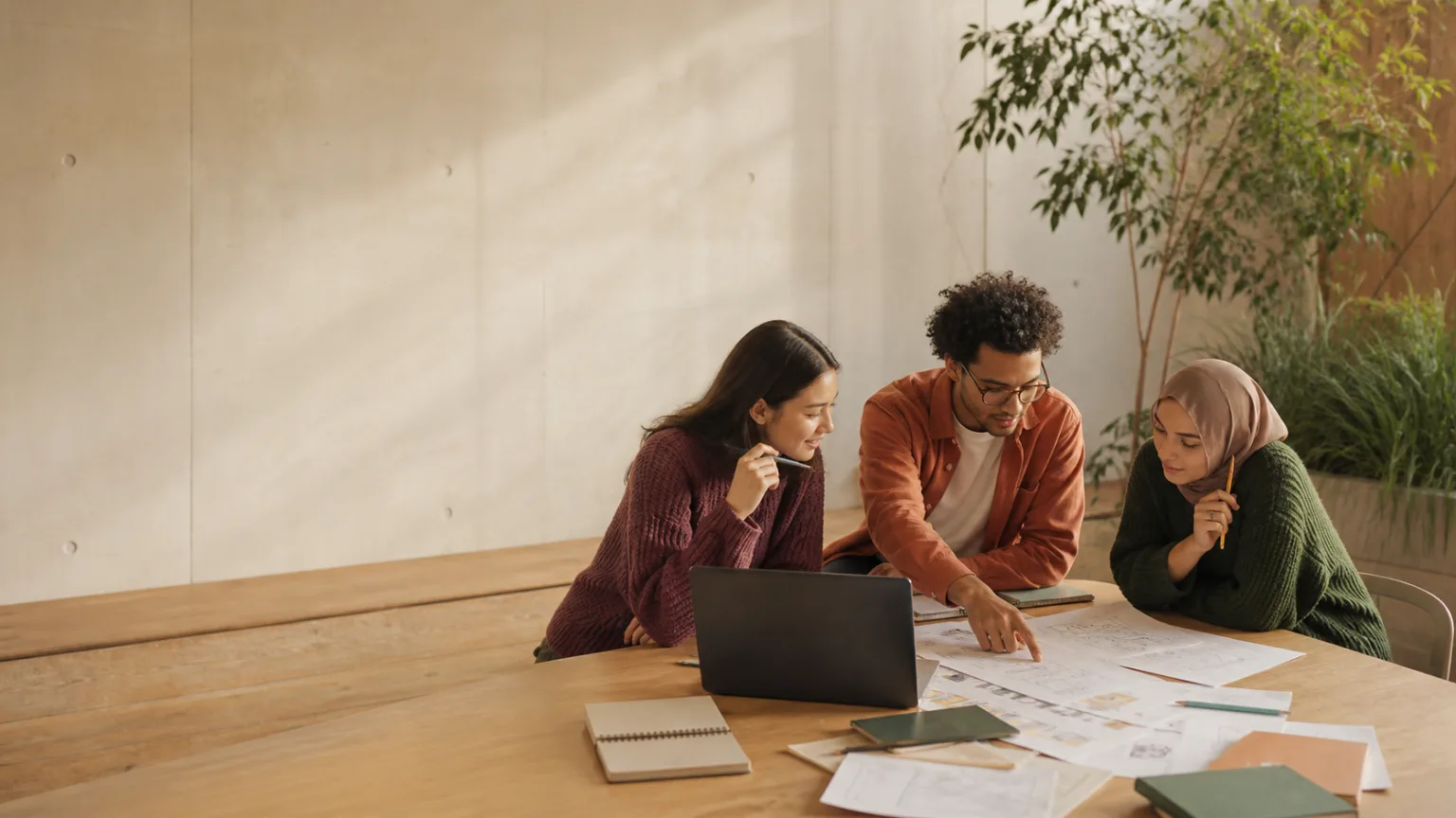 Estudantes colaborando em um projeto acadêmico